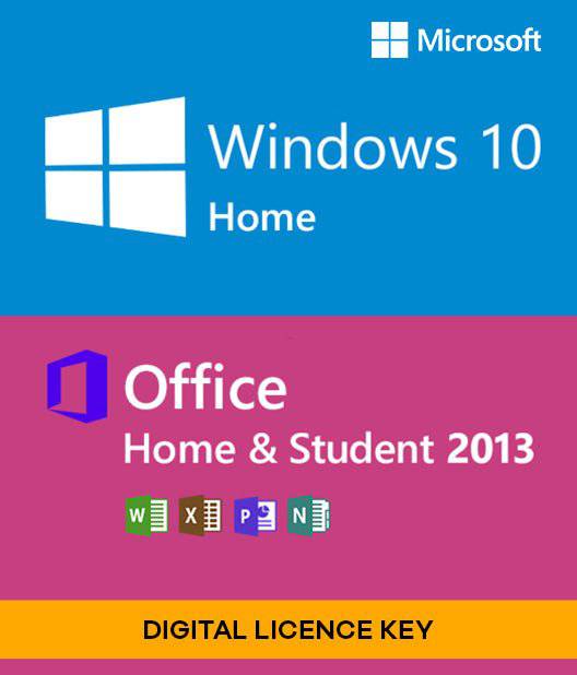 Microsoft Windows 10 Home + Microsoft Office 2013 Home & Student Bundle - Digital Licences - INFINITE-ITECH