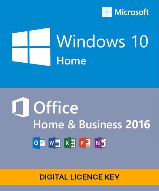 Microsoft Windows 10 Home + Microsoft Office 2016 Home & Business Bundle - Digital Licences - INFINITE-ITECH