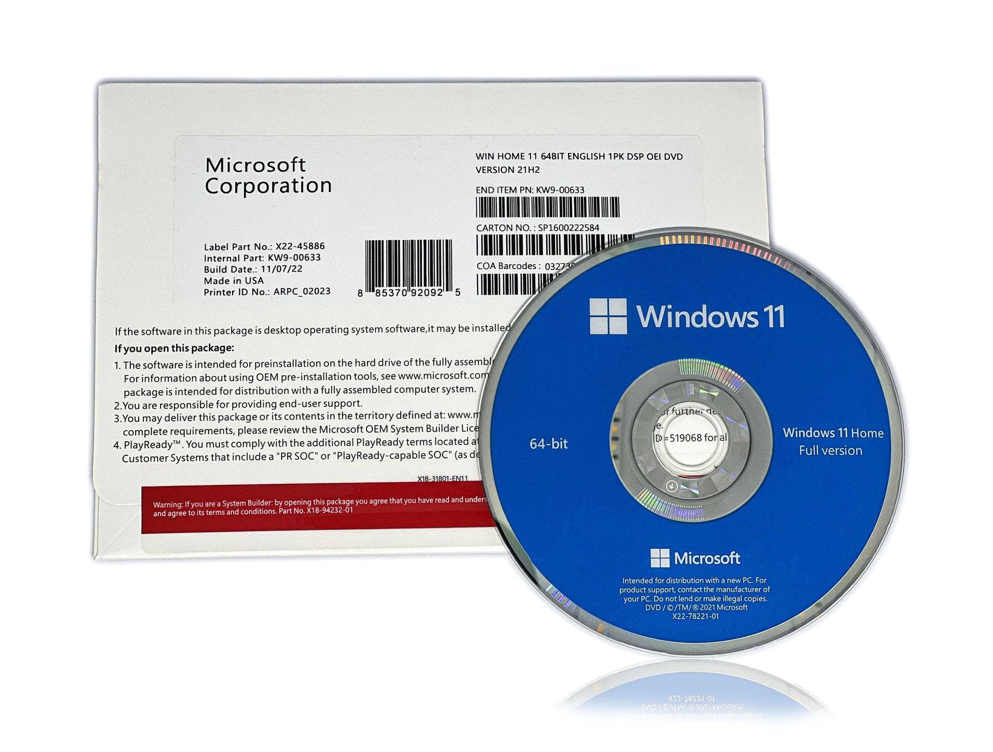Windows 11 Home 64-bit OEM DVD with License Key for 1 PC | Brand New S ...
