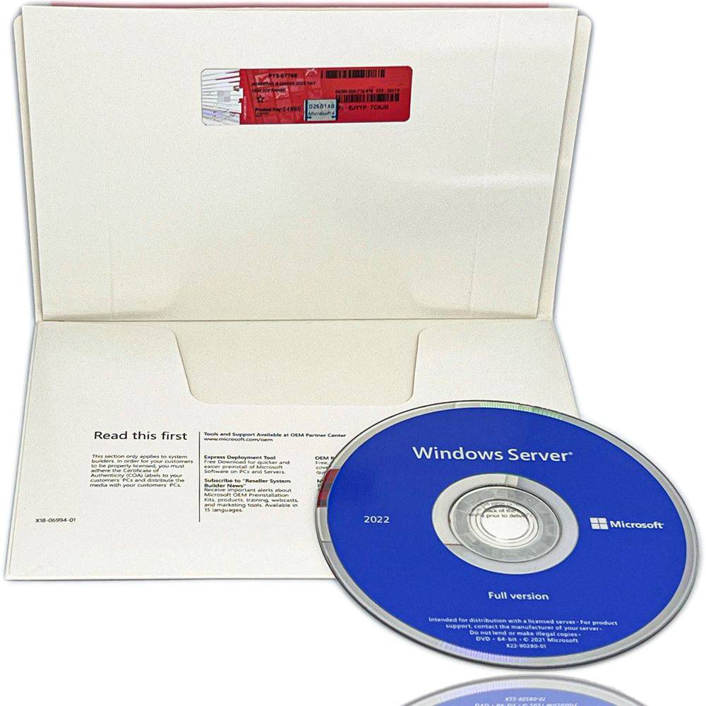 Windows Server 2022 Standard 64-bit OEM DVD 16 Core | License Key | Br ...